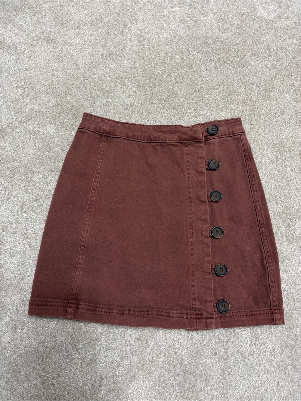 Altar'd State Rust Brown Button-Front Mini Skirt
